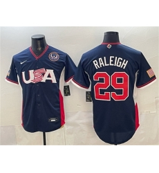 Men USA Baseball 29 Cal Raleigh Navy 2026 World Baseball Classic United States 250th Anniversary Patch Road Stadium Stitched Jersey Men USA Baseball 29 Cal Raleigh Navy 2026 World Baseball Classic United States 250th Anniversary Patch Road Stadium Stitched Jersey
