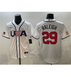Men USA Baseball 29 Cal Raleigh White 2026 World Baseball Classic Home Stadium Stitched Jersey Men USA Baseball 29 Cal Raleigh White 2026 World Baseball Classic Home Stadium Stitched Jersey