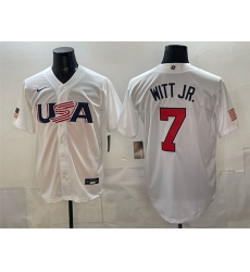 Men USA Baseball 7 Bobby Witt Jr White World Baseball Classic Stitched Jersey Men USA Baseball 7 Bobby Witt Jr White World Baseball Classic Stitched Jersey