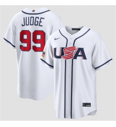 Men USA Baseball 99 Aaron Judge White 2026 World Baseball Classic Home Stadium Stitched Jersey Men USA Baseball 99 Aaron Judge White 2026 World Baseball Classic Home Stadium Stitched Jersey