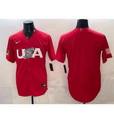 Men USA Baseball Blank Red 2026 World Baseball Classic Stitched Jersey