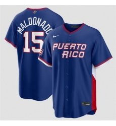 Men Puerto Rico Baseball 15 Martin Maldonado Blue 2026 World Baseball Classic Road Stadium Stitched Jersey Men Puerto Rico Baseball 15 Martin Maldonado Blue 2026 World Baseball Classic Road Stadium Stitched Jersey