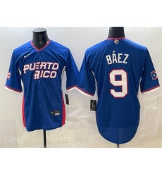 Men Puerto Rico Baseball  9 Javier Baez Royal 2026 World Baseball Classic Road Stadium Stitched Jersey