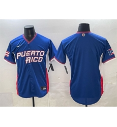 Men Puerto Rico Baseball Blank Blue 2026 World Baseball Classic Road Stadium Stitched Jersey