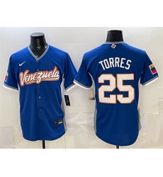 Men Venezuela Baseball  25 Gleyber Torres Royal 2026 World Baseball Classic Road Stadium Stitched Jersey