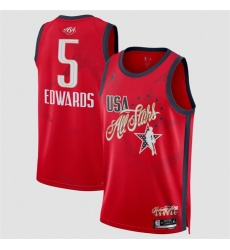 Men 2026 All Star  5 Anthony Edwards Red Stitched Basketball Jersey