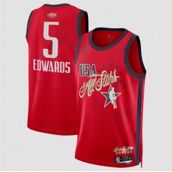 Men 2026 All Star  5 Anthony Edwards Red Stitched Basketball Jersey