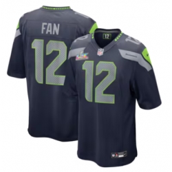 12s Seattle Seahawks Nike Super Bowl LX Patch Game Jersey College Navy