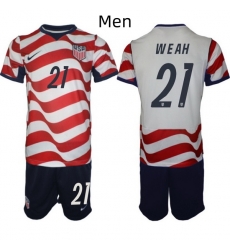 USA FIFA World Cup 2026 Soccer Red Home Jersey Timothy Weah #21