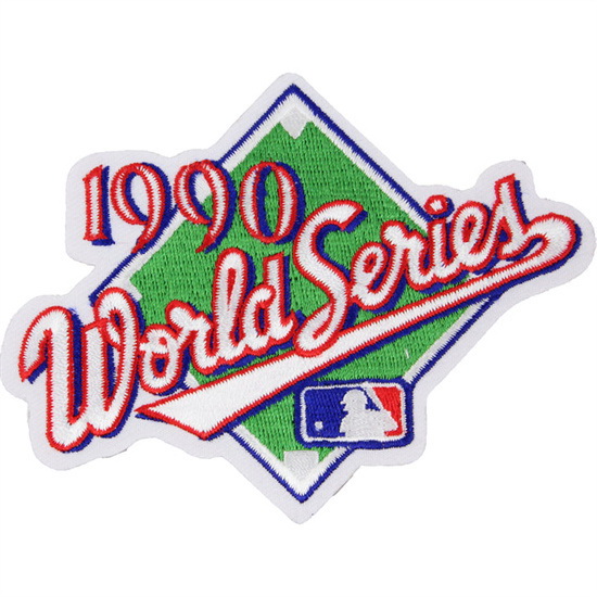 Men 1990 MLB World Series Logo Jersey Patch Cincinnati Reds vs Oakland Athletics A's Biaog