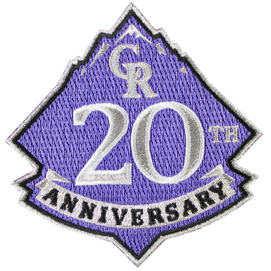 Men 2013 Colorado Rockies 20th Anniversary Logo Sleeve Patch Biaog
