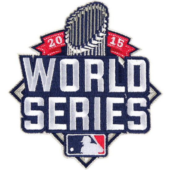 Men 2015 MLB Official World Series Logo Jersey Sleeve Patch New York Mets Kansas City Royals Biaog