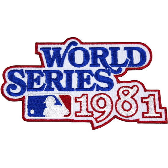 Men 1981 MLB World Series Logo Jersey Patch Los Angeles Dodgers vs. New York Yankees Biaog