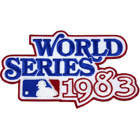 Men 1983 MLB World Series Logo Jersey Patch Baltimore Orioles vs. Philadelphia Phillies Biaog