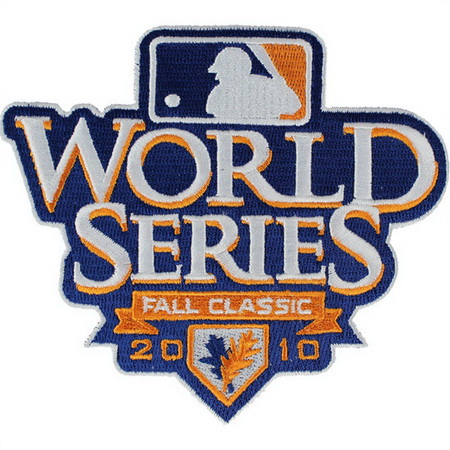 Youth 2010 MLB World Series Logo Jersey Sleeve Patch San Francisco Giants vs. Texas Rangers (White Border) Biaog