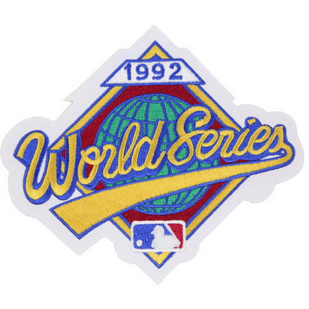 Men 1992 MLB World Series Jersey Patch Atlanta Braves Toronto Blue Jays Biaog