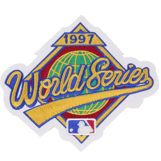 Men 1997 MLB World Series Logo Jersey Patch Florida Marlins vs. Cleveland Indians Biaog